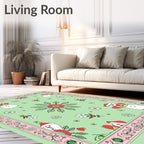 Christmas Snowman Floral Border Rug