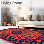 Navajo Inspired Floral Geometric Design Rug