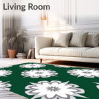 Green Floral Starburst Pattern Rug