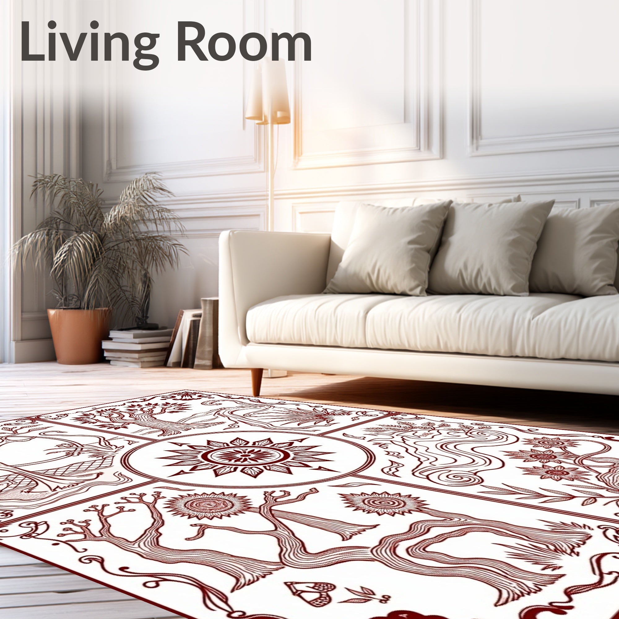 Crimson Sun Tree Nature Quarters Rug