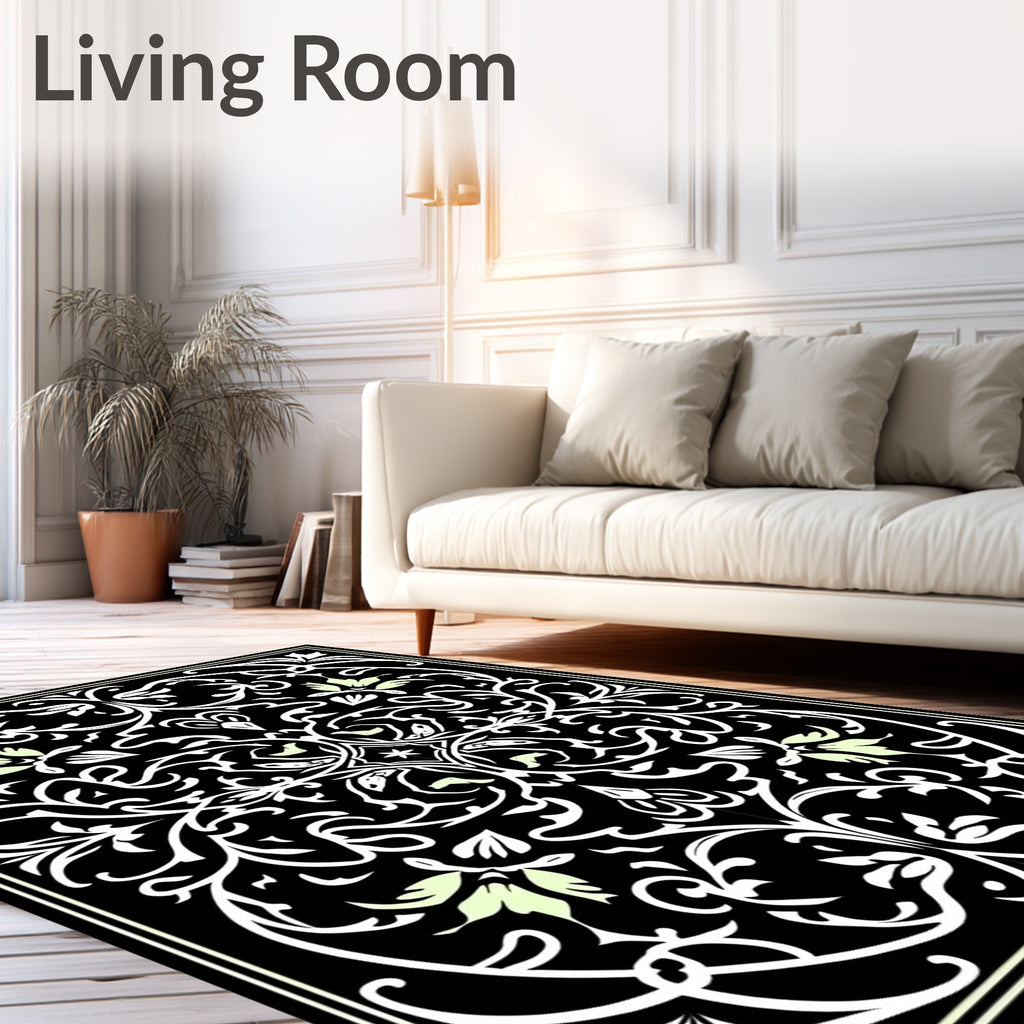 Classic Flourish Leaf Arabesque Design Rug