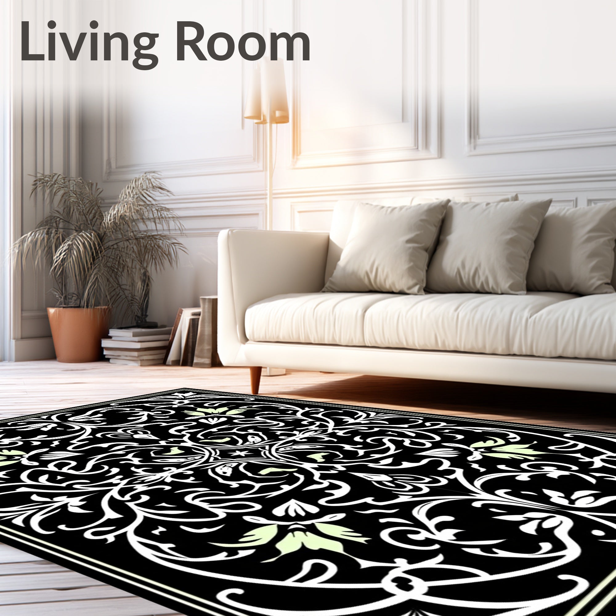 Classic Flourish Leaf Arabesque Design Rug