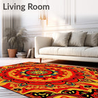 Vibrant Mandala Patterned Bold Red Rug