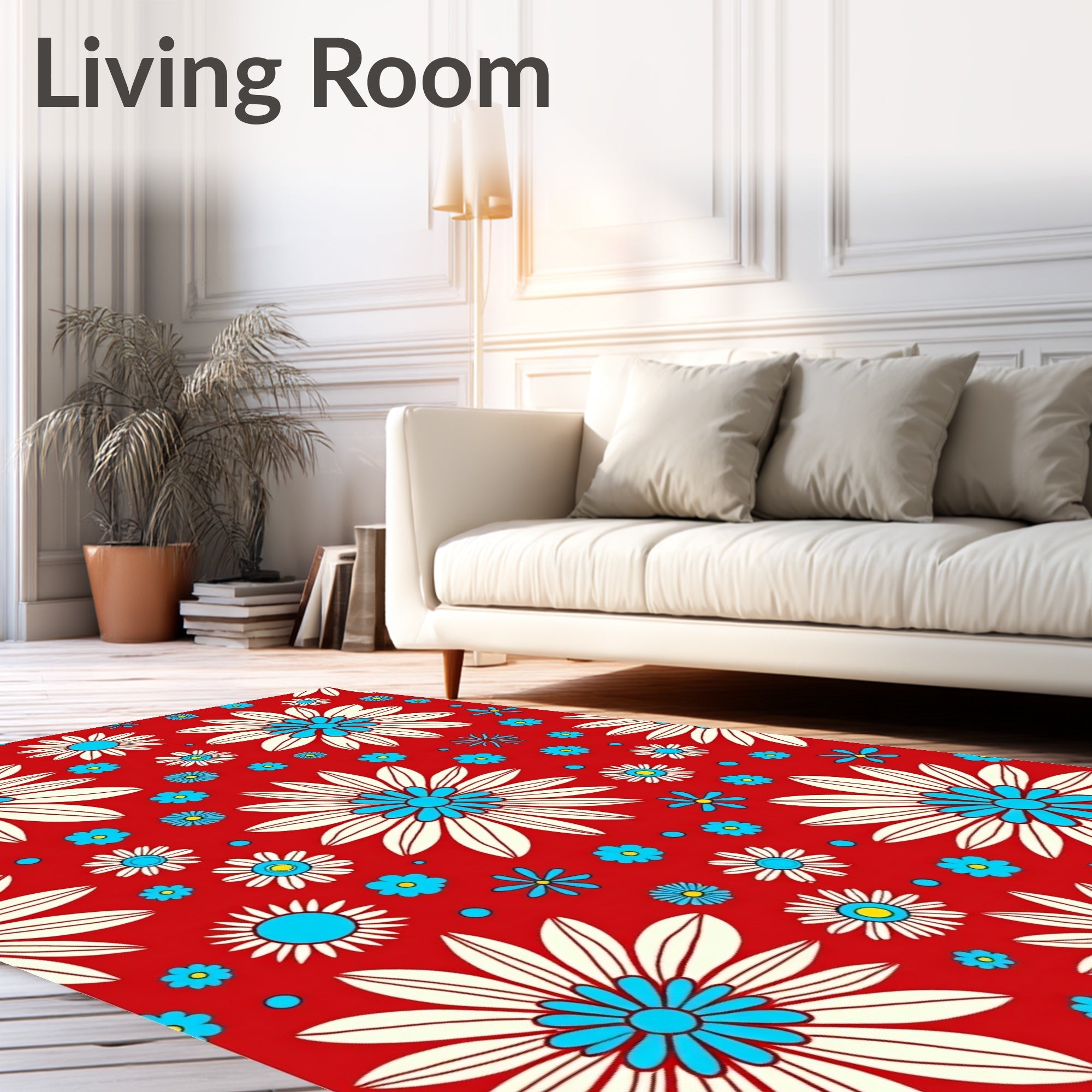 Retro Floral Daisy Pattern Rug