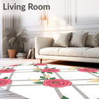 Pink Rose Trellis Pattern Design Rug