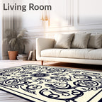 Classic Floral Swirls Dark Navy Rug
