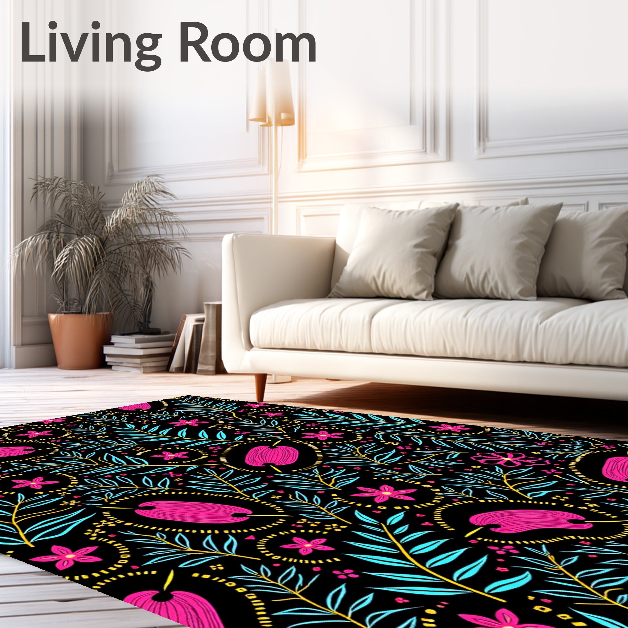Vibrant Floral Botanical Pattern Design Rug