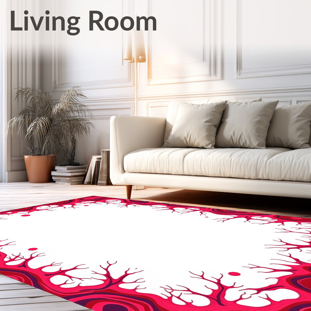 Abstract Crimson Organic Branch Pattern Rug