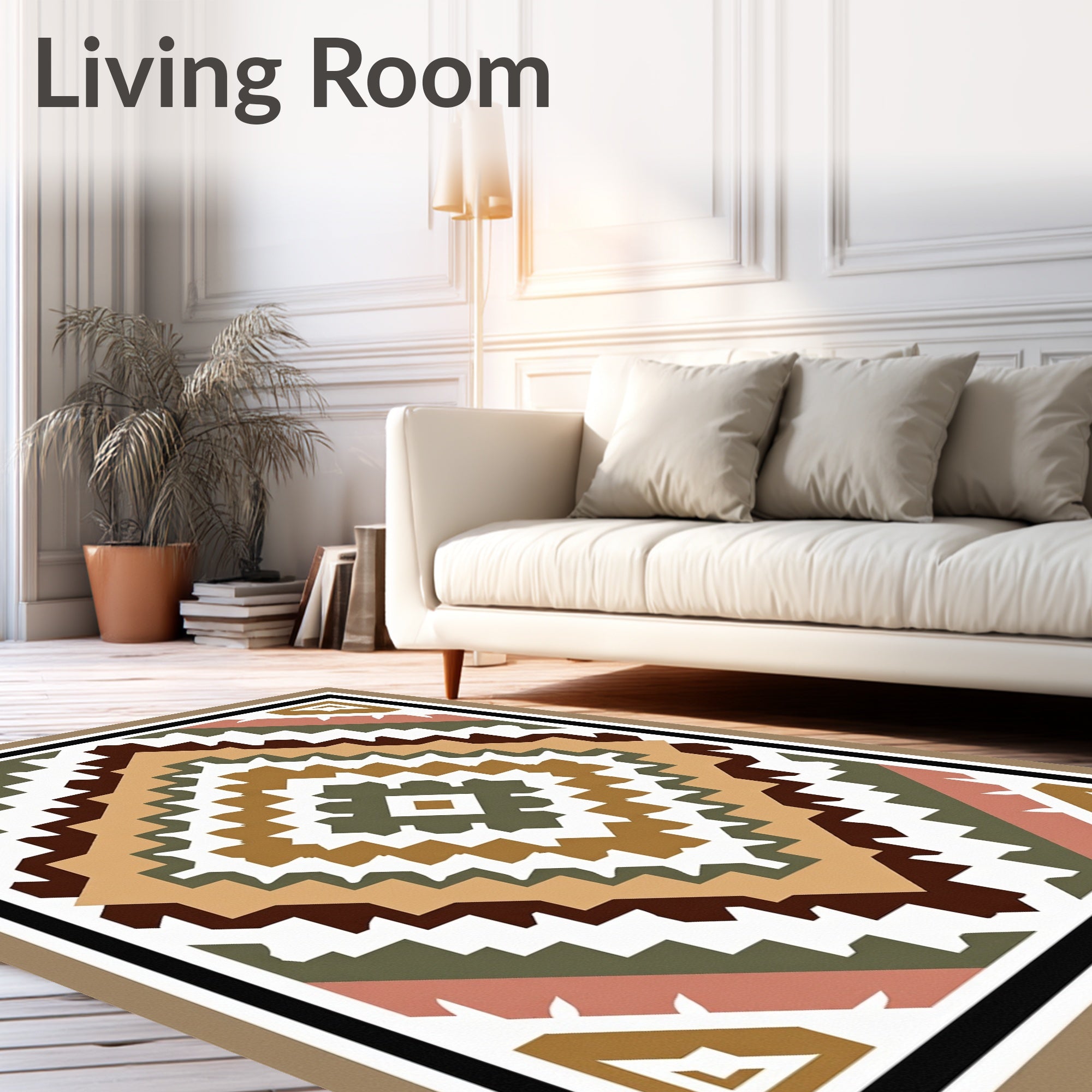 Geometric Diamond Pattern Boho Rug
