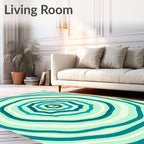 Abstract Teal Swirl Pattern Rug