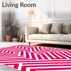 Bold Pink Geometric Maze Design Rug