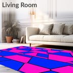 Pink Blue Geometric Tesselation Rug