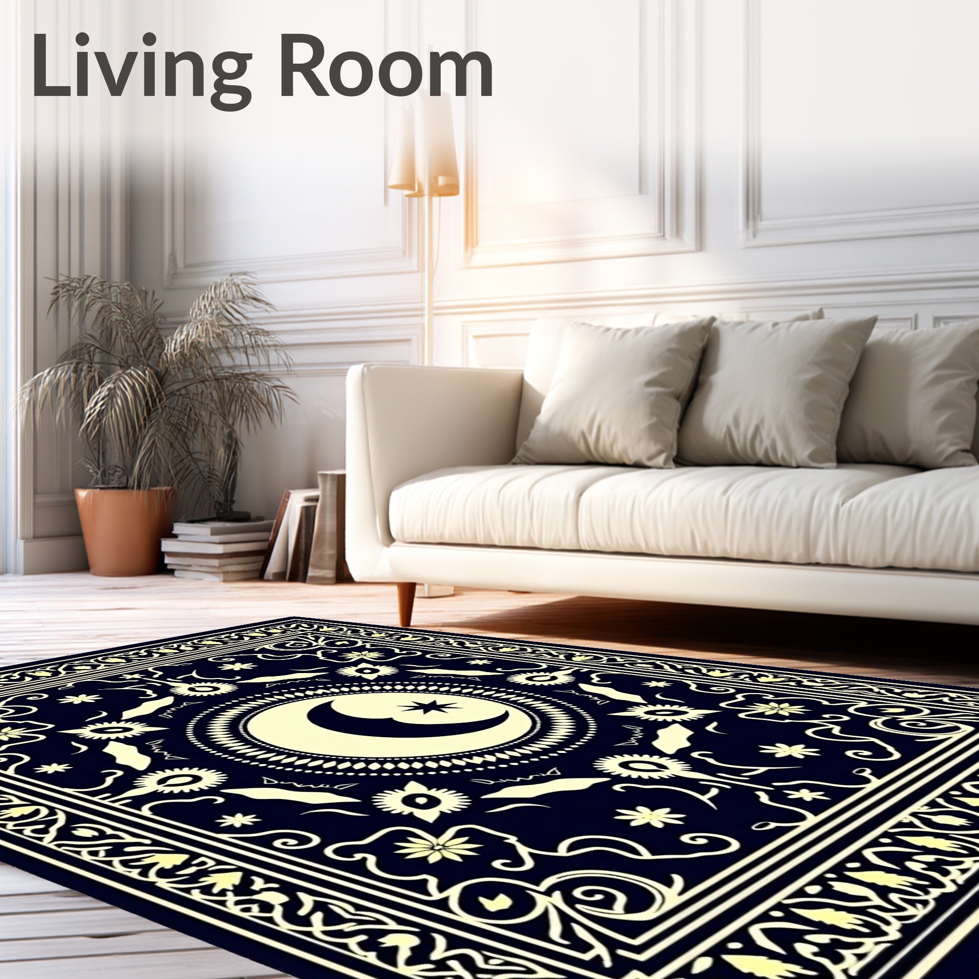 Celestial Moon Star Pattern Rug