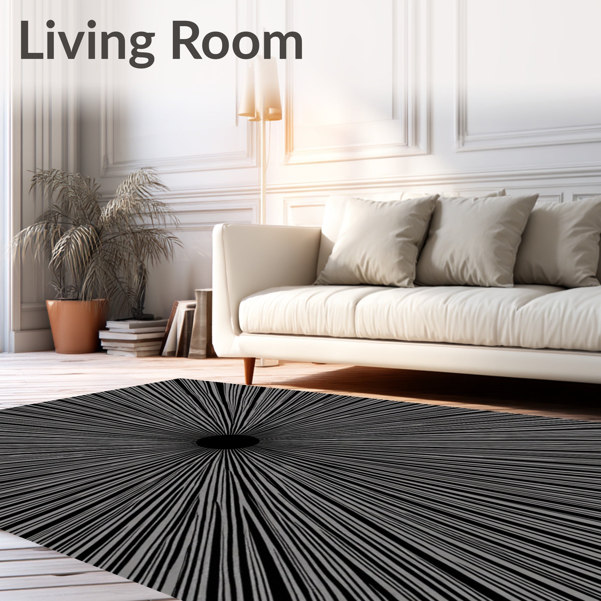 Radiating Lines Graphic Design Rug