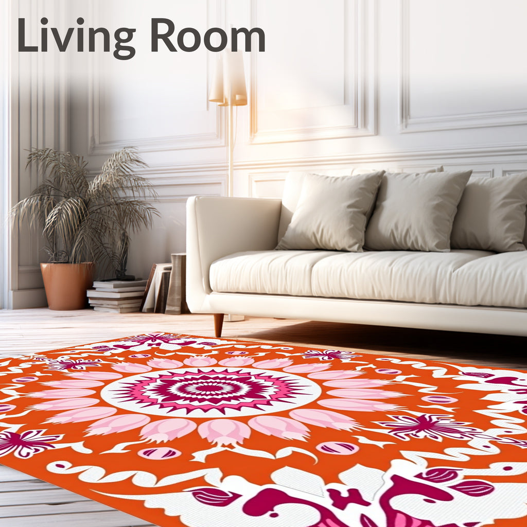 Radiant Floral Mandala Pattern Rug