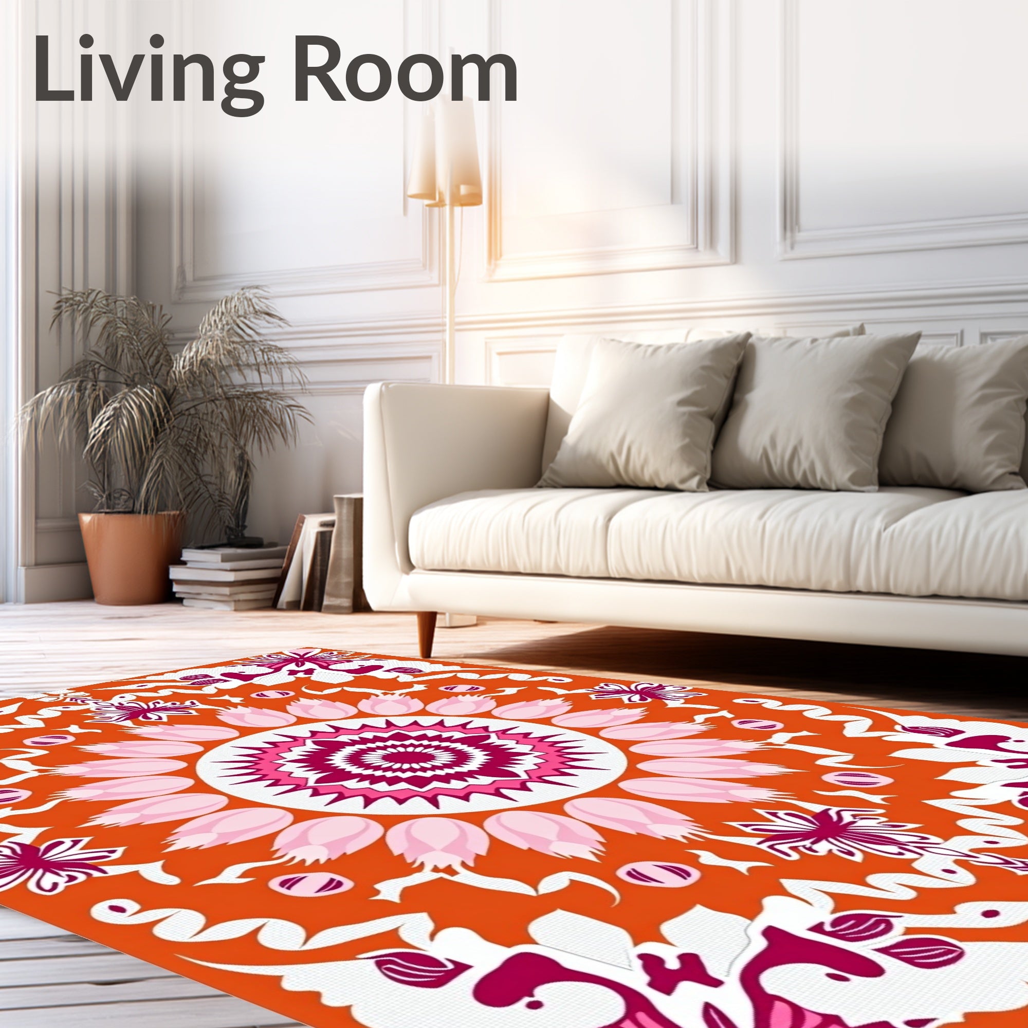 Radiant Floral Mandala Pattern Rug