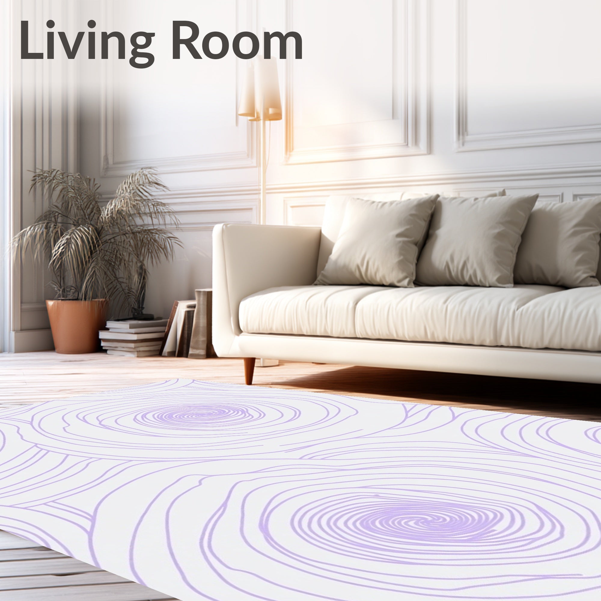 Linear Swirl Flower Pattern Rug