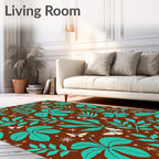 Tropical Leaf and Butterfly Pattern Rug