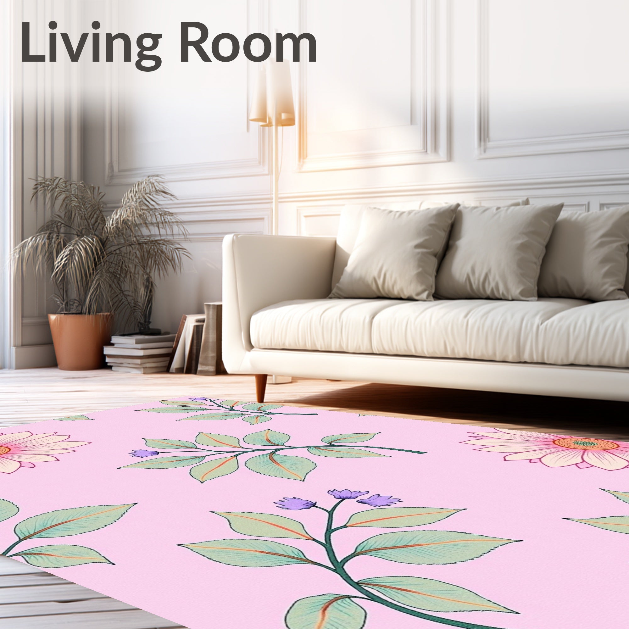 Delicate Floral Pattern In Pink Rug