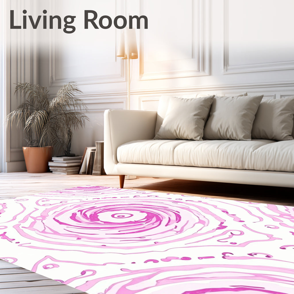 Abstract Pink Swirls Pattern Design Rug