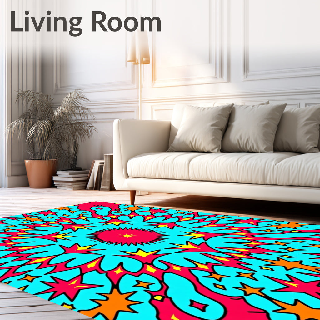 Vibrant Starburst Kaleidoscope Rug