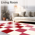 Checkerboard Red Pink White Pattern Rug