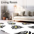 Bold Black Yellow Abstract Design Rug