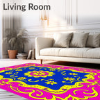 Vibrant Floral Border With Centerpiece Rug