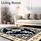 Classic Floral Medallion Navy Rug