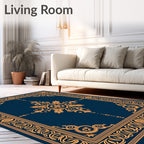 Ornate Gold Naval Floral Pattern Rug
