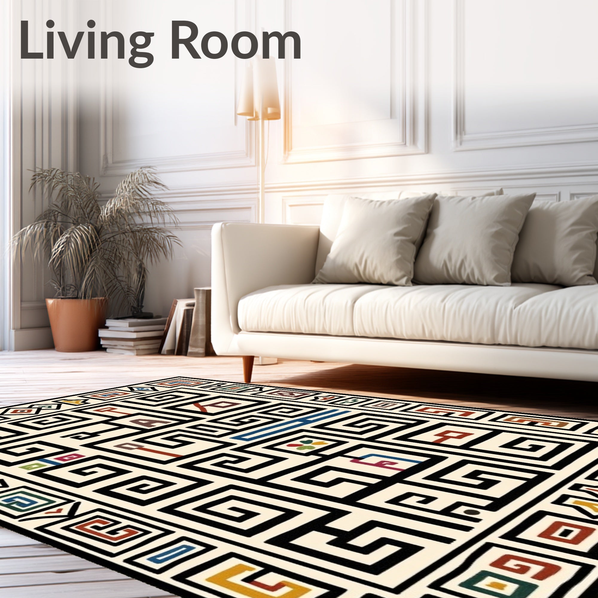 Bold Geometric Maze Pattern Rug