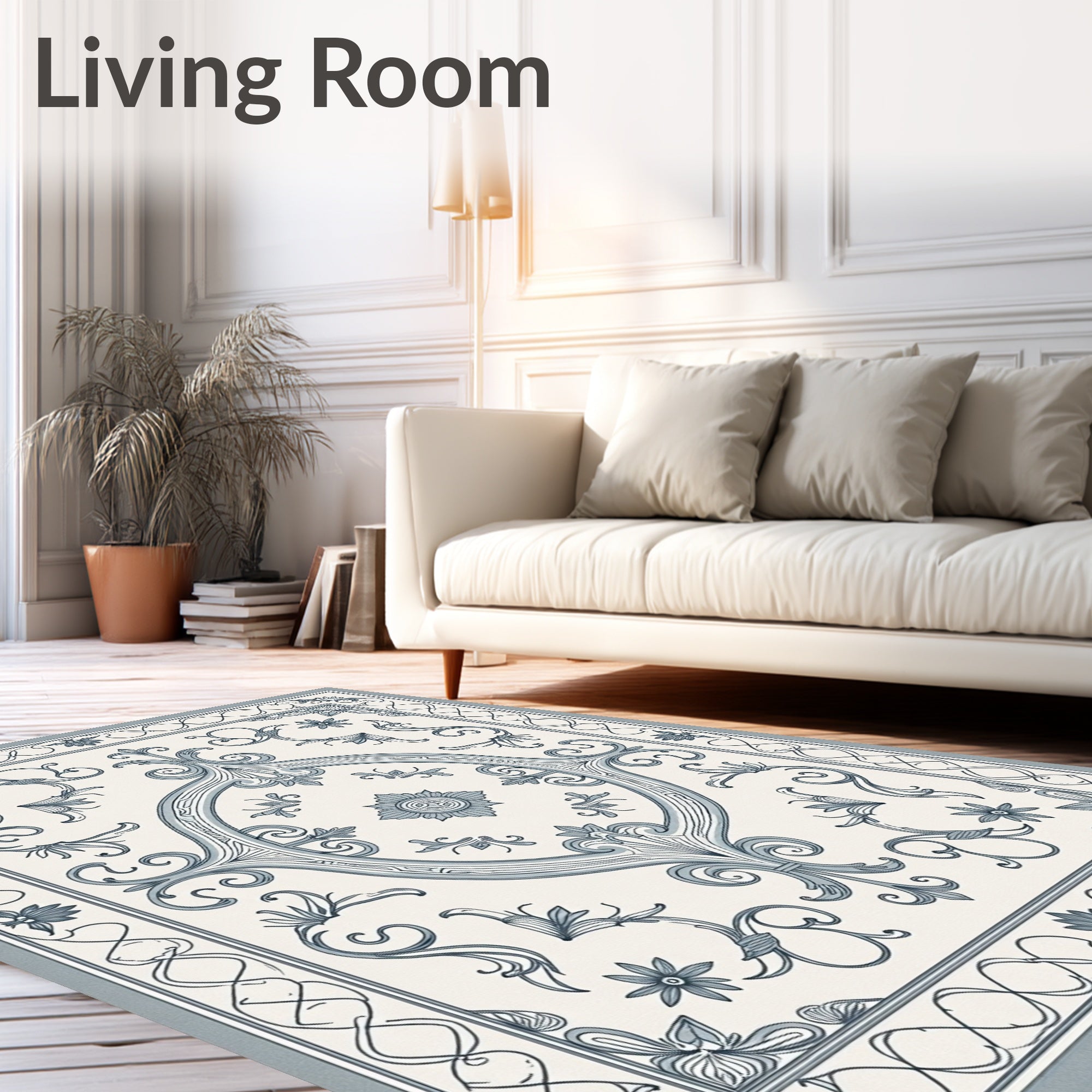 Vintage Floral Scrollwork Design Rug