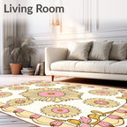 Retro Floral Pink Yellow Sunburst Rug