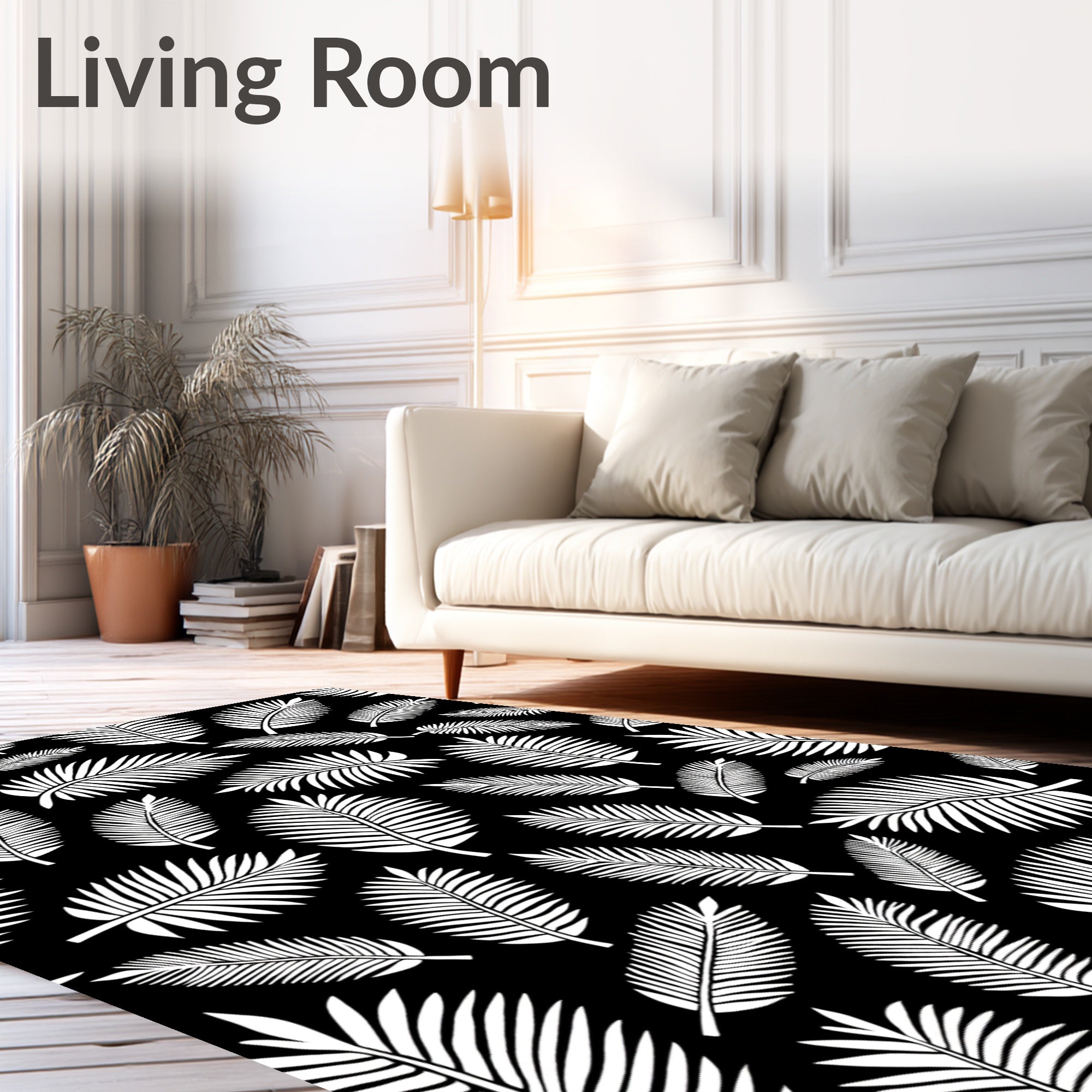Bold Palm Leaf Pattern Design Rug