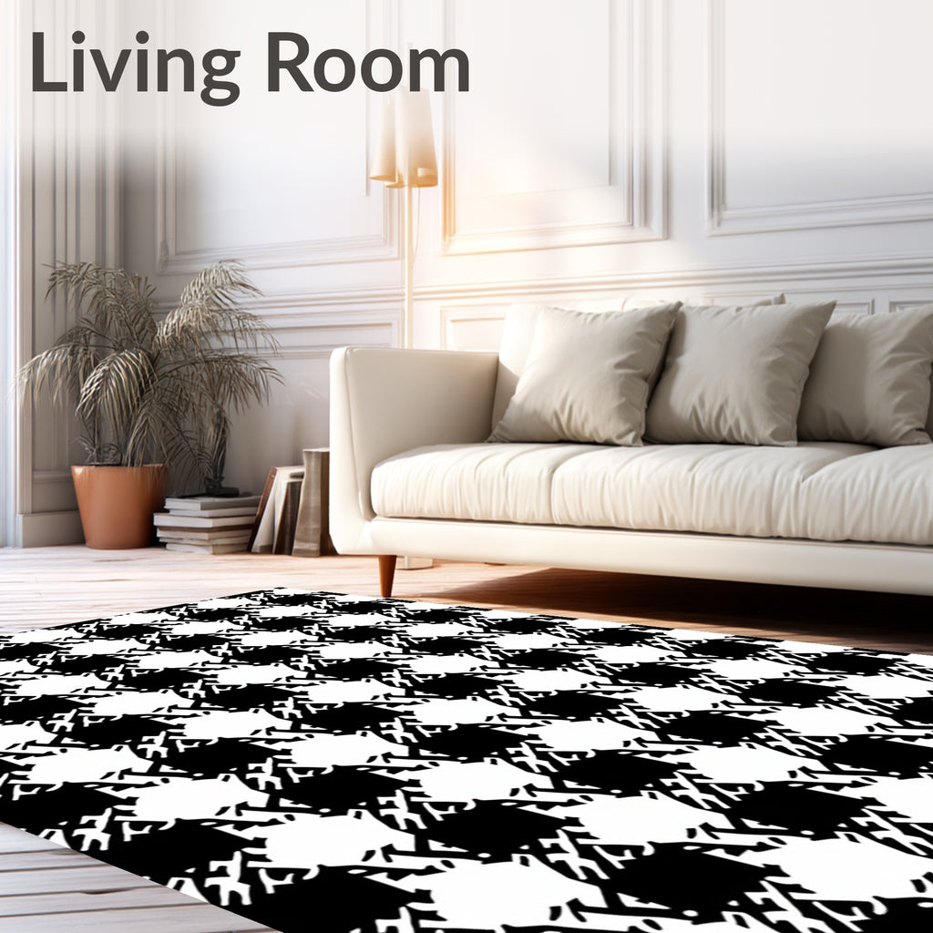 Classic Houndstooth Patterned Graphic Rug