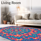 Vibrant Floral Mandala Inspired Pattern Rug