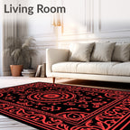 Bold Red Floral Ornamental Design Rug