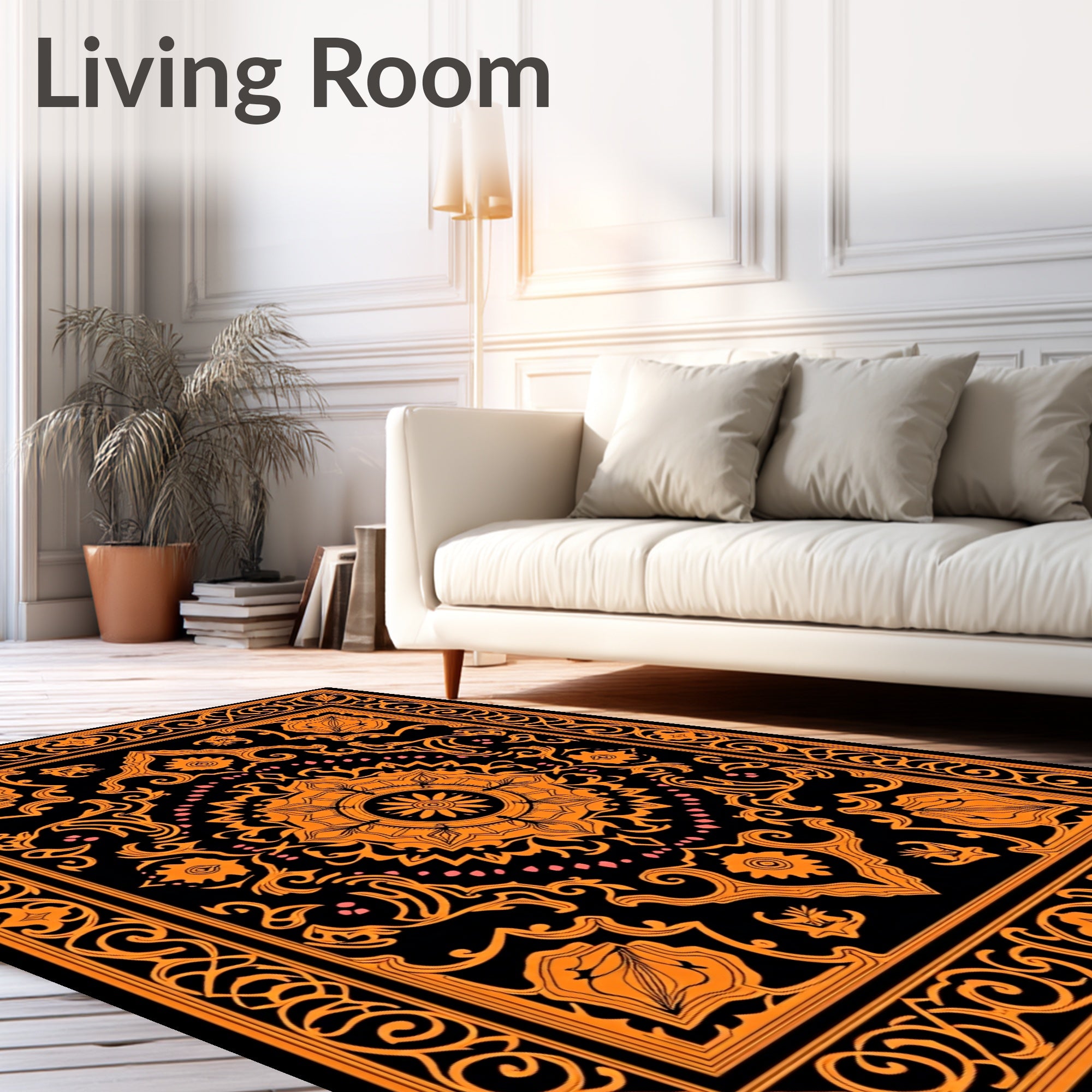 Mandala Inspired Intricate Orange Design Rug
