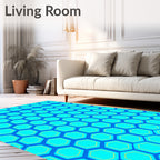 Blue Honeycomb Pattern Rug