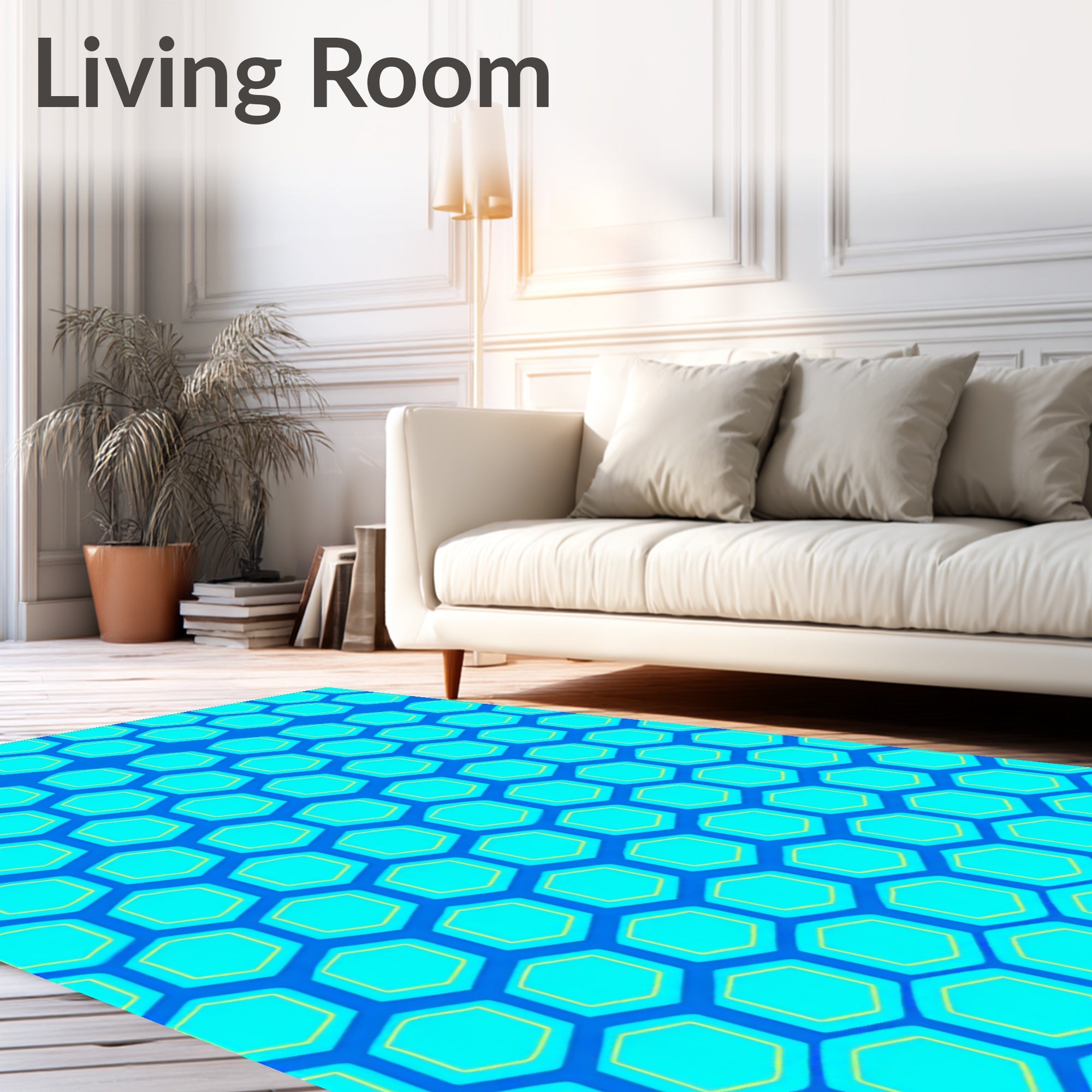 Blue Honeycomb Pattern Rug