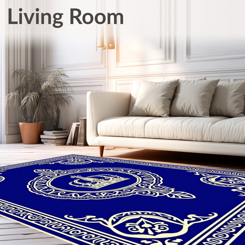 Royal Crest Floral Border Design Rug