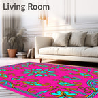 Vivid Pink Paisley Floral Mandala Rug