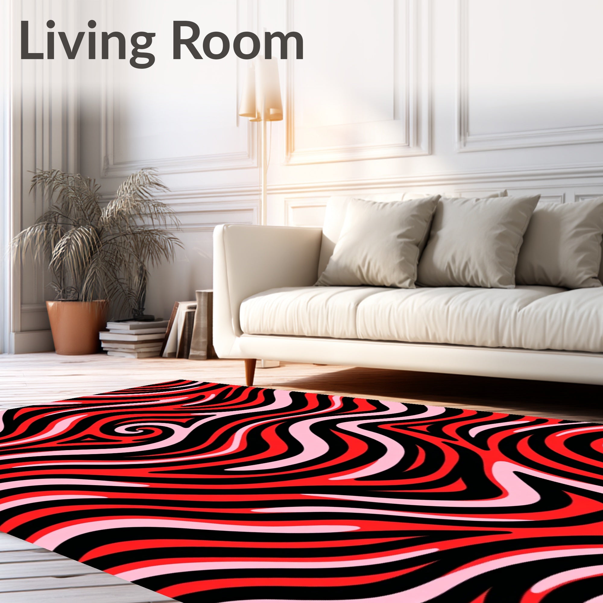 Bold Red And Pink Swirl Pattern Rug