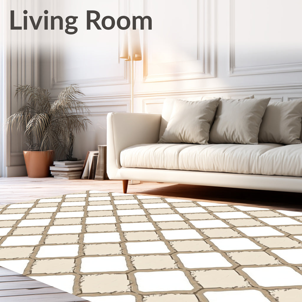Neutral Tonal Diamond Lattice Rug