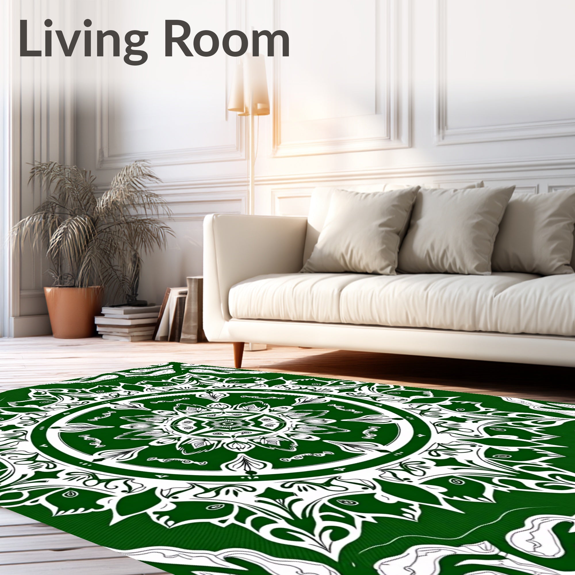 Intricate Floral Mandala Art Deco Rug