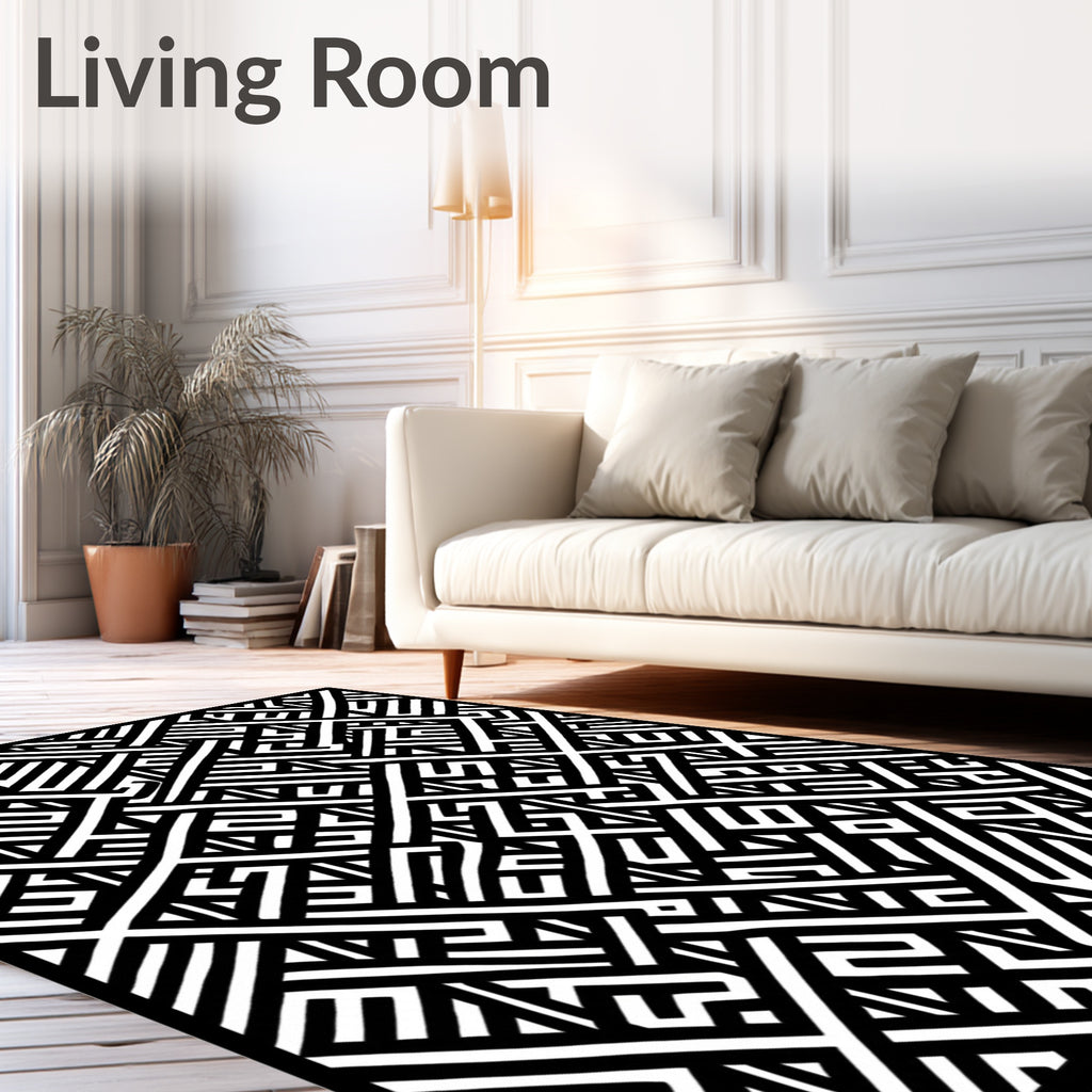 Abstract Geometric Interlocking Lines Design Rug