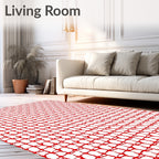 Bold Red Abstract Grid Pattern Rug
