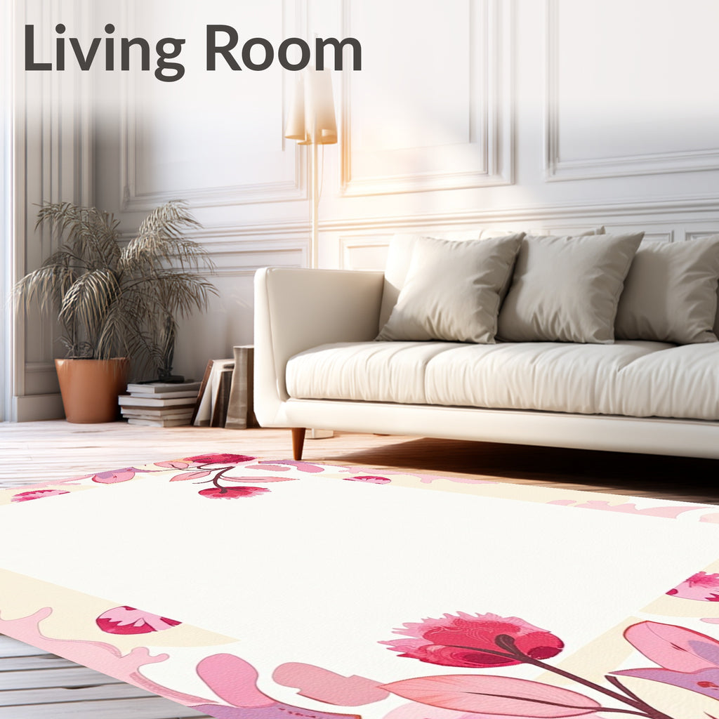 Painterly Floral Abstract Pink Rug