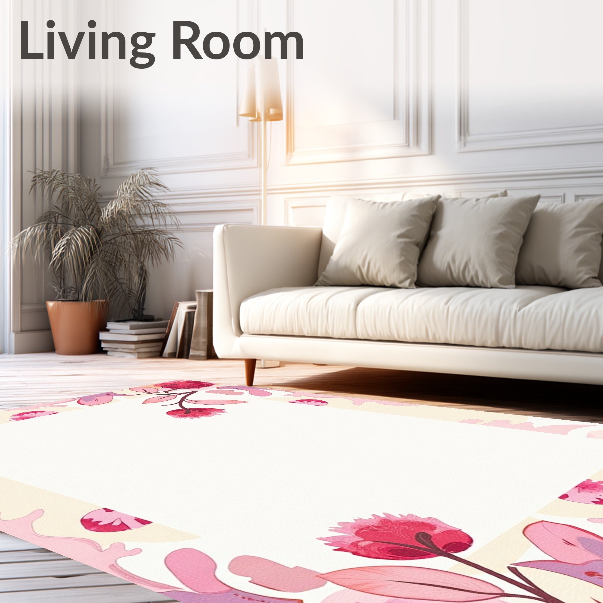 Painterly Floral Abstract Pink Rug