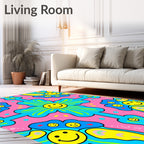 Groovy Smiley Flower Pattern Rug